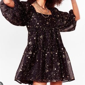 NASTYGAL Tiered Babydoll Dress with Stars